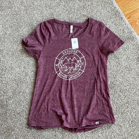 Canadian Collective Tops - Women's Maroon Explore Banff Canada Tee